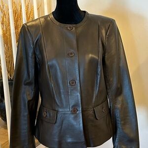 Talbots Espresso Brown Leather Jacket